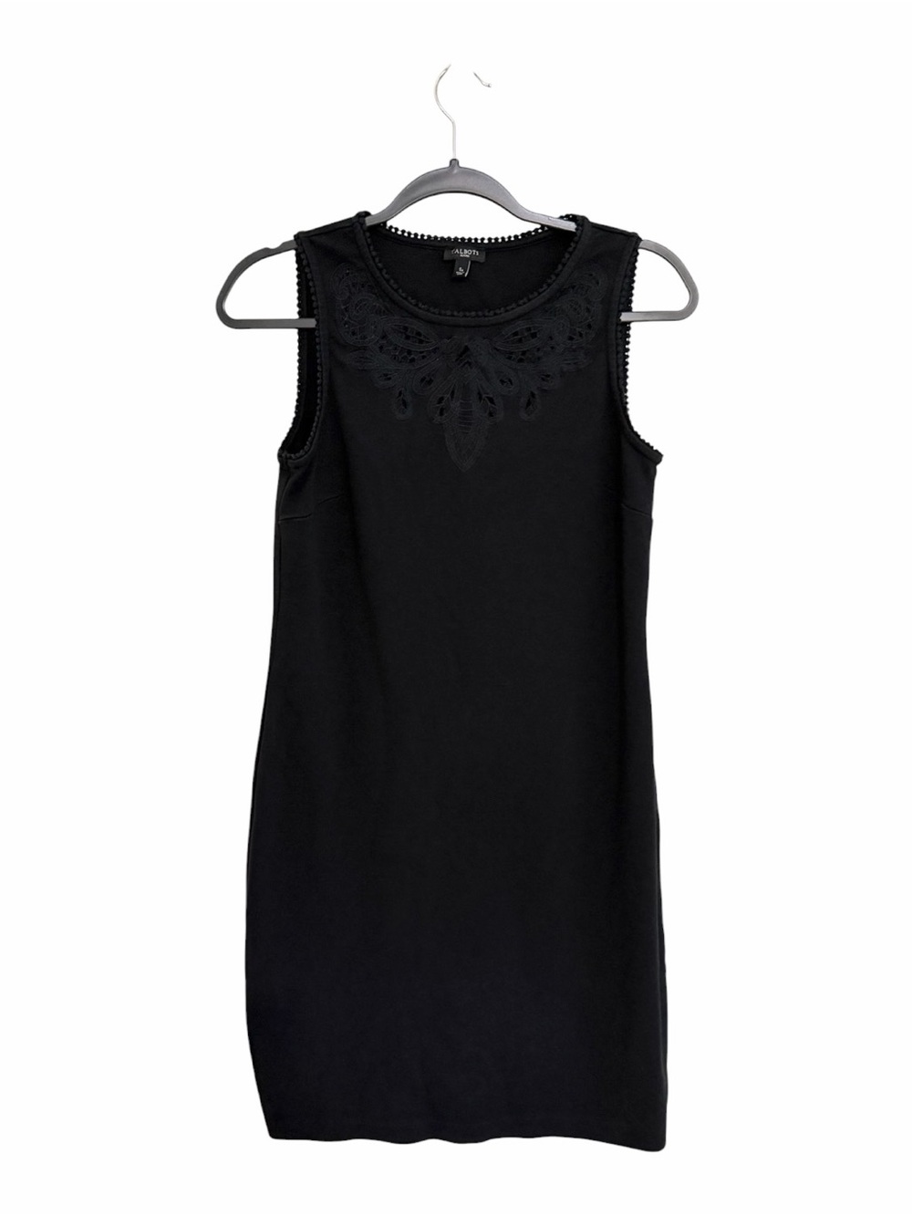 Women’s Talbots Petite Small Black Sleeveless Embroidered Shift Dress